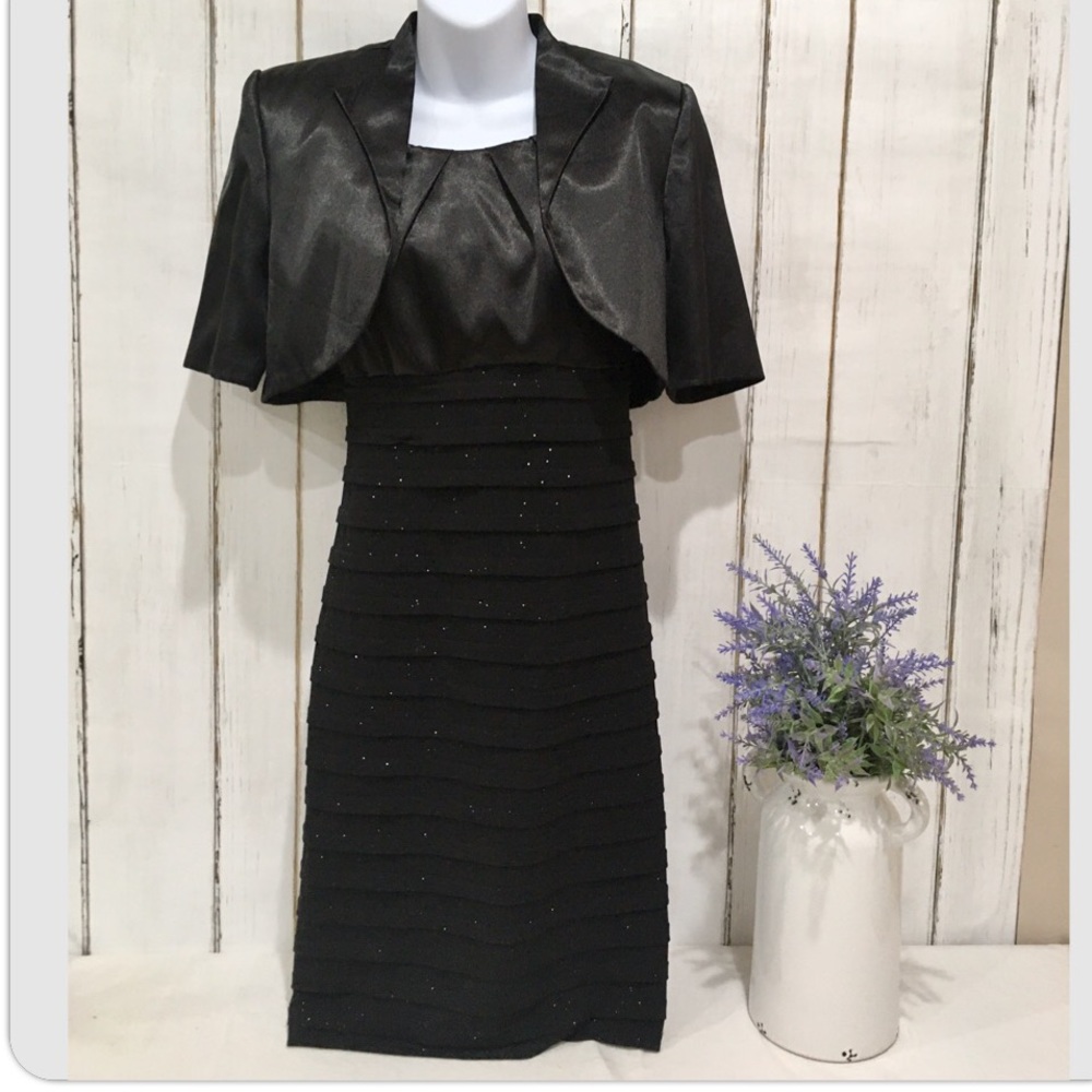 EUC R&M Richard’s Black Evening Dress w/Jacket, Size 6